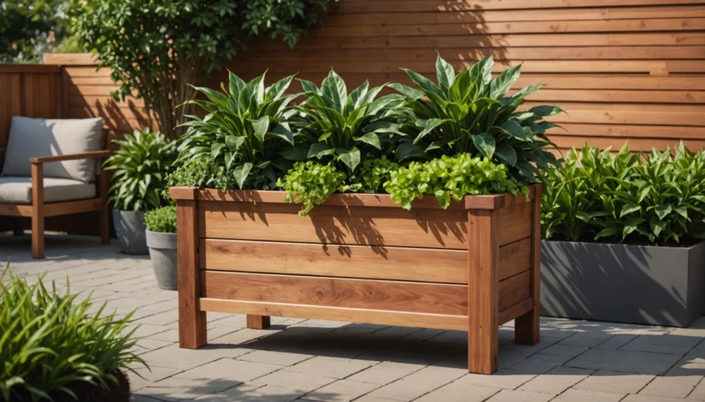 jardinière surélevée avec toit en bois