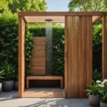 pare-vue pour douche de jardin