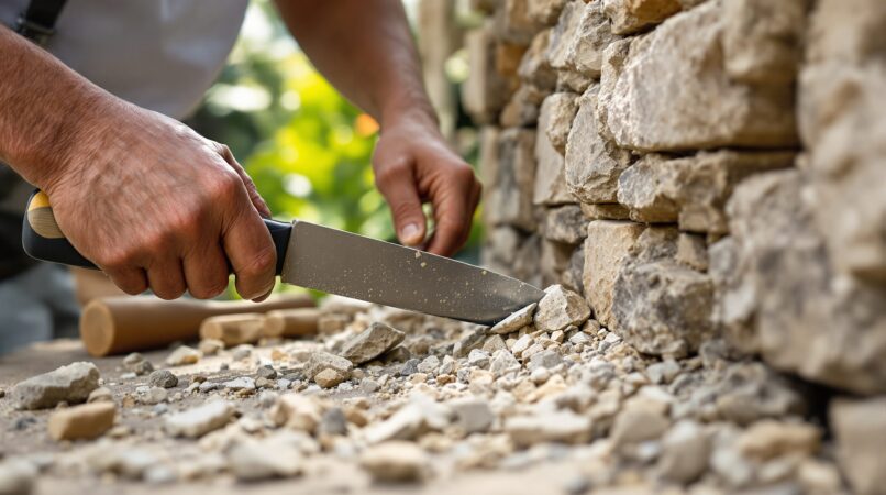 piquer un mur en pierre