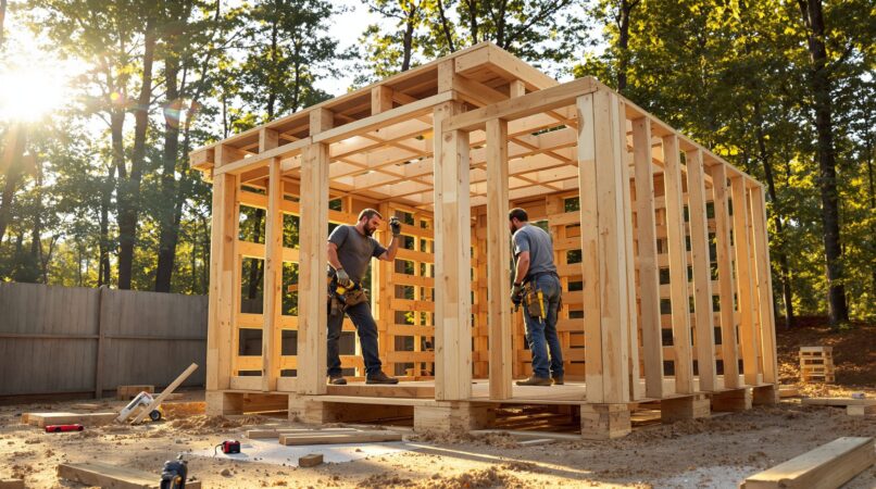 cabane en palette en bois