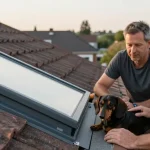 chien couché toiture